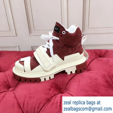 Dolce  &  Gabbana High-top Sneakers Creamy/Burgundy With Logo 2019